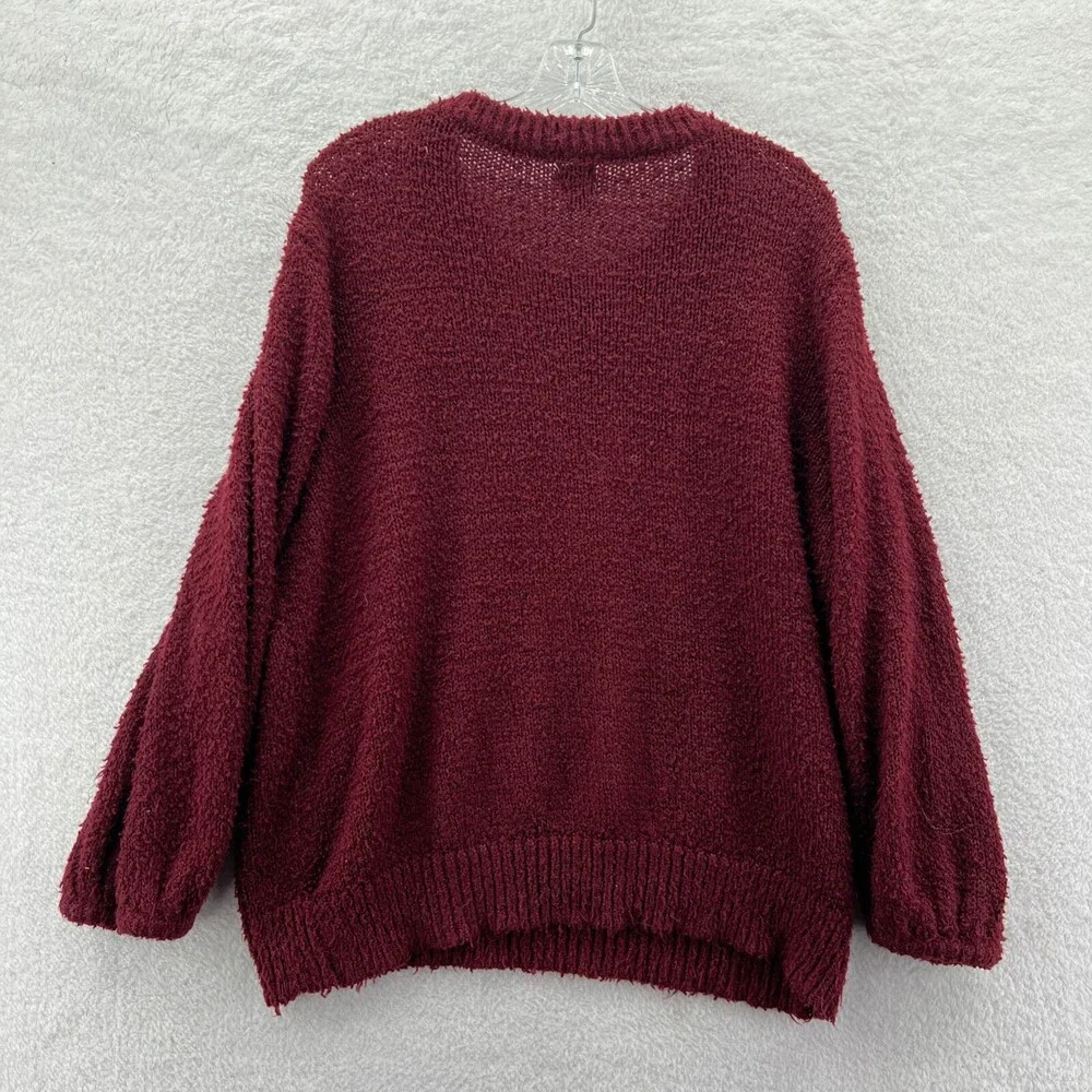 A New Day Sweater Womens Large Red Pullover Top Long Sleeve Chunky‎ Knit